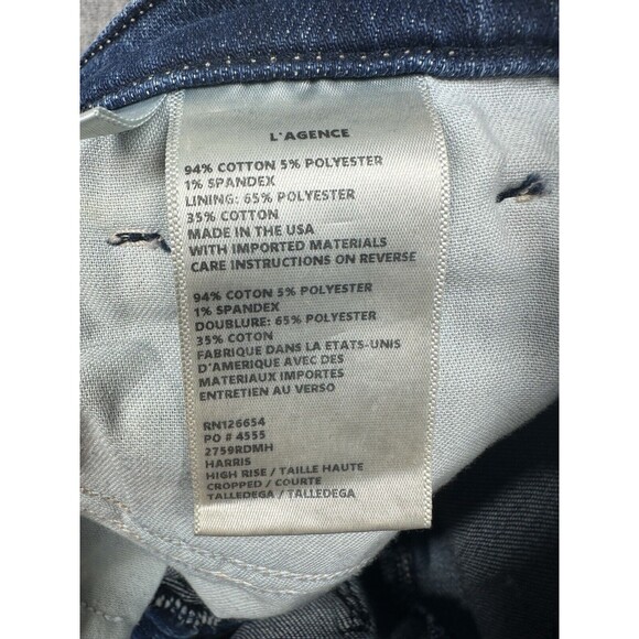 L'Agence Harris High-Rise Cropped Jeans in‎ Talledega Fringes Raw Hem Size 26 - Picture 3 of 9